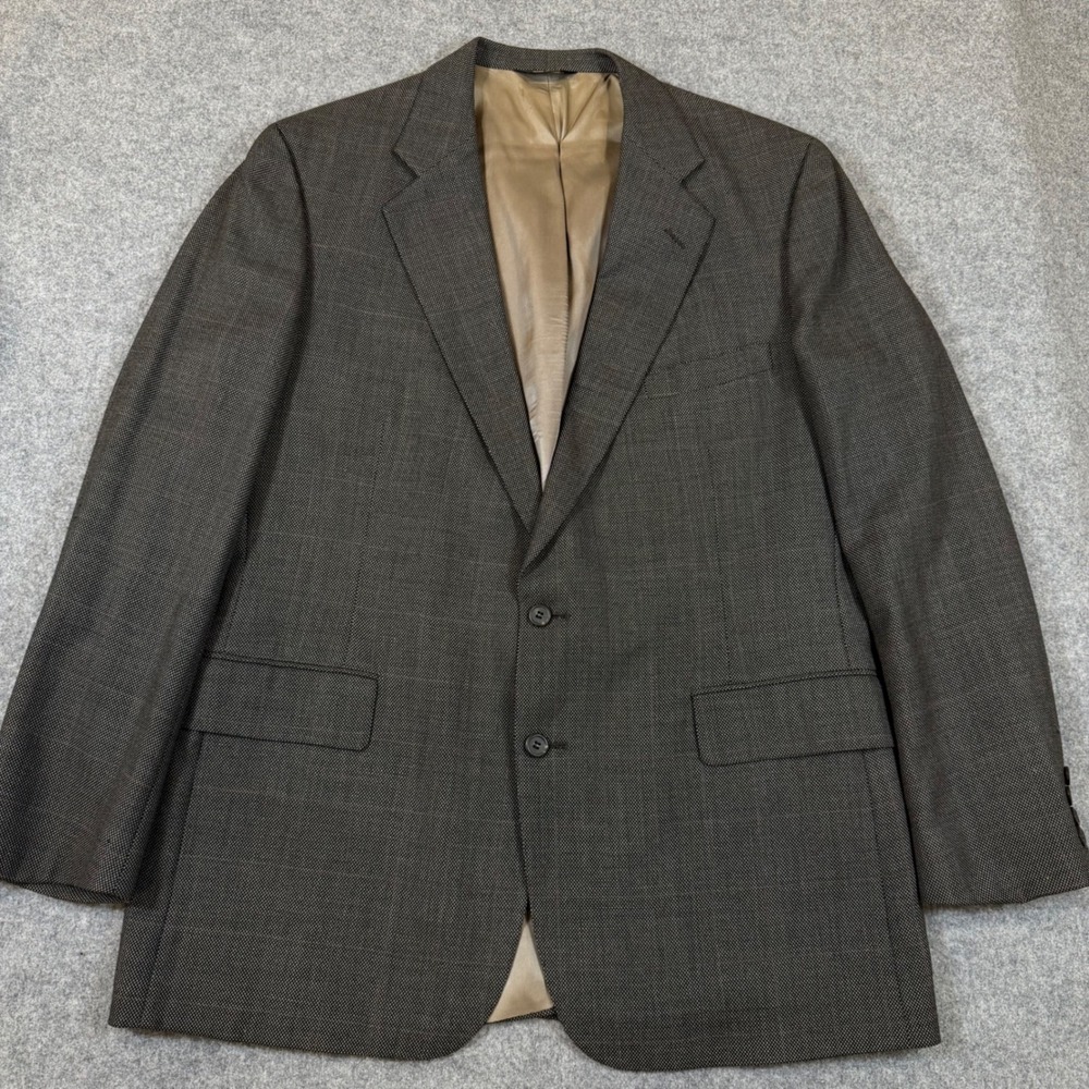 Polo Ralph Lauren University Club Blazer 44R Gray Virgin Wool Micro Check USA